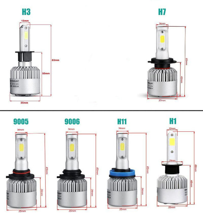 H1/H7/H11/9005/9006 White Single LED Headlight Bulb Conversion Kit