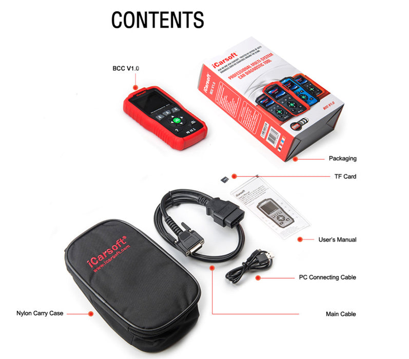 iCarsoft BCC V1.0 Auto Diagnostic Tool for Chrysler/Jeep/GM