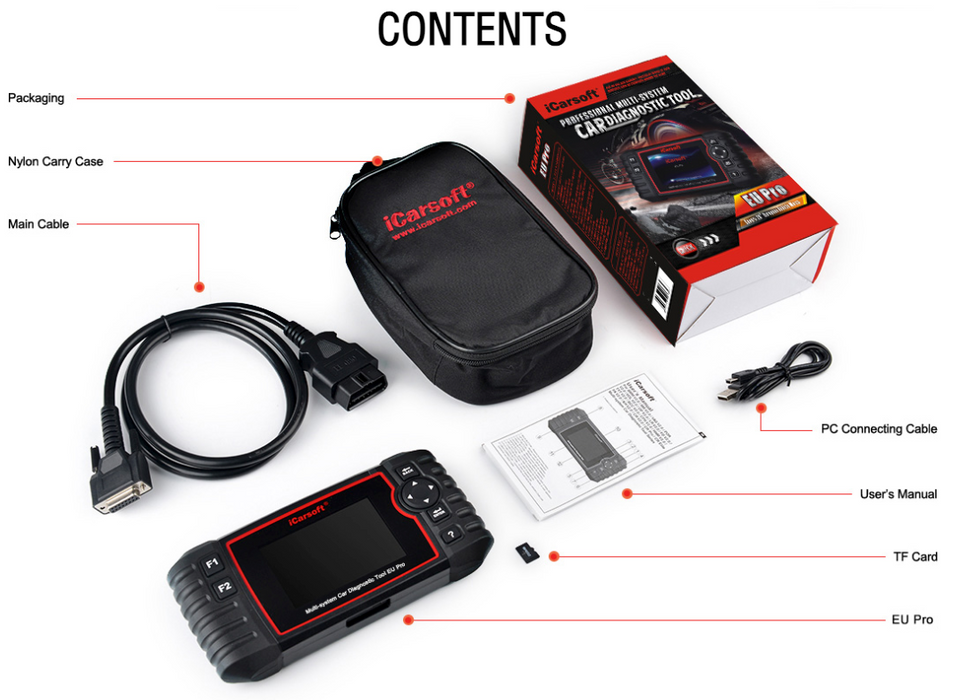 iCarsoft EU Pro Professional Auto Diagnostic Tool for European Vehicles