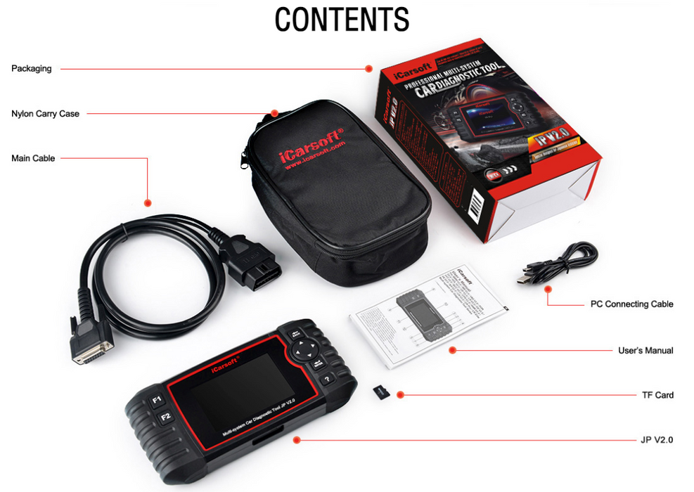iCarsoft JP V2.0 Auto Diagnostic Tool for Japanese Vehicles