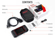 iCarsoft CR V2.0 contents - packaging, carrying case, OBD2 cable, USB cable, SD card, and CR V2.0 scan tool.