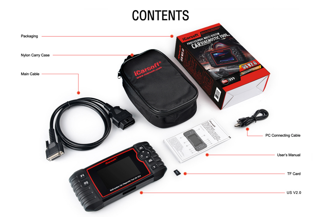 iCarsoft US V2.0 Auto Diagnostic Tool for American Vehicles